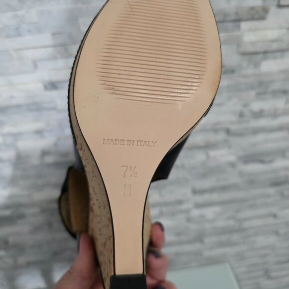 MEUCCI SESTO WOMEN'S PLATFORM OPEN TOE LEATHER SANDALS SIZE 7.5 MADE IN ITALY - Picture 8 of 9